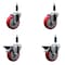 Service Caster 4'' Red Poly Wheel Swivel 7/8'' Expanding Stem Caster Set 2 Brakes, 4PK SCC-EX20S414-PPUB-RED-2-PLB-2-78 - alternate 1